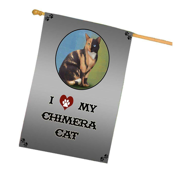 I Love My Chimera Cat House Flag