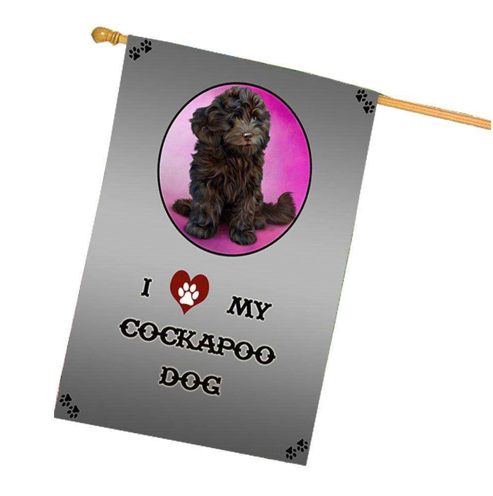 I Love My Cockapoo Dog House Flag