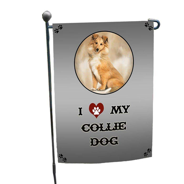 I Love My Collie Dog Garden Flag
