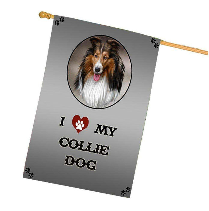 I Love My Collie Dog House Flag