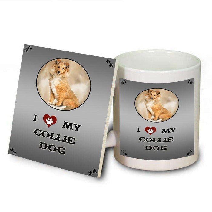 I Love My Collie Dog Mug and Coaster Set