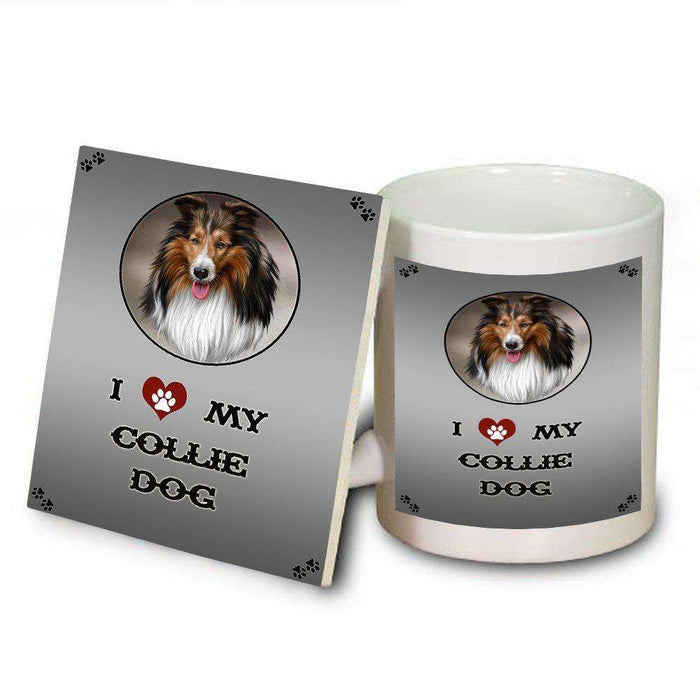 I Love My Collie Dog Mug and Coaster Set