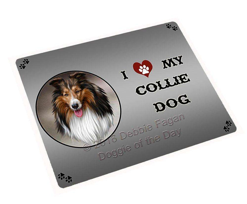 I Love My Collie Dog Tempered Cutting Board
