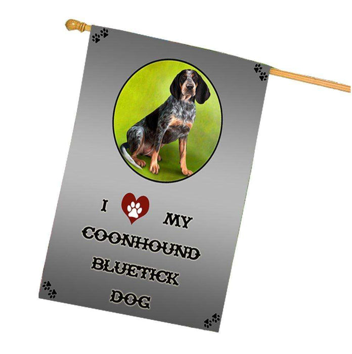 I Love My Coonhound Bluetick Dog House Flag