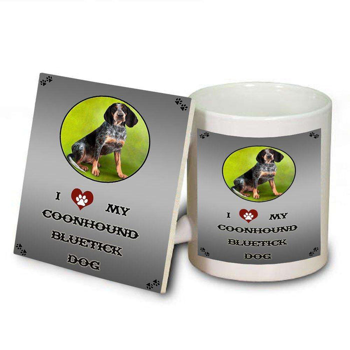 I Love My Coonhound Bluetick Dog Mug and Coaster Set