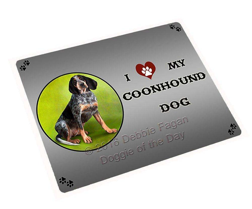 I Love My Coonhound Bluetick Dog Tempered Cutting Board