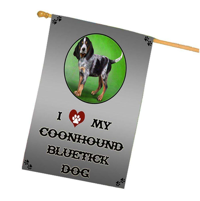 I Love My Coonhound Bluetick Puppy Dog House Flag