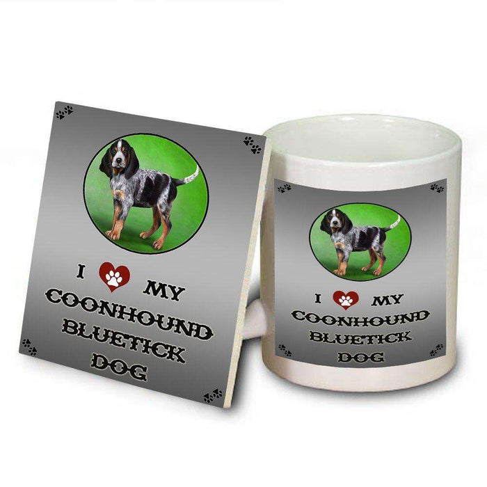 I Love My Coonhound Bluetick Puppy Dog Mug and Coaster Set