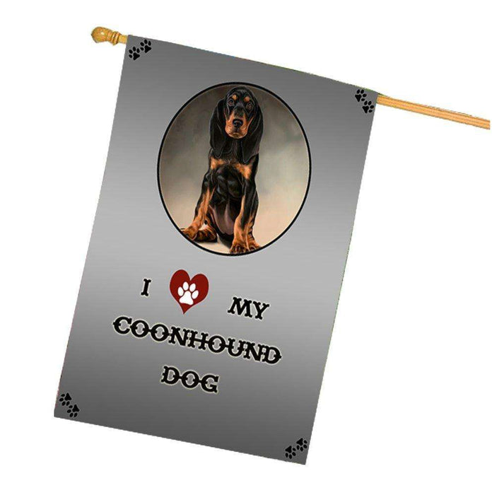 I Love My Coonhound Dog House Flag