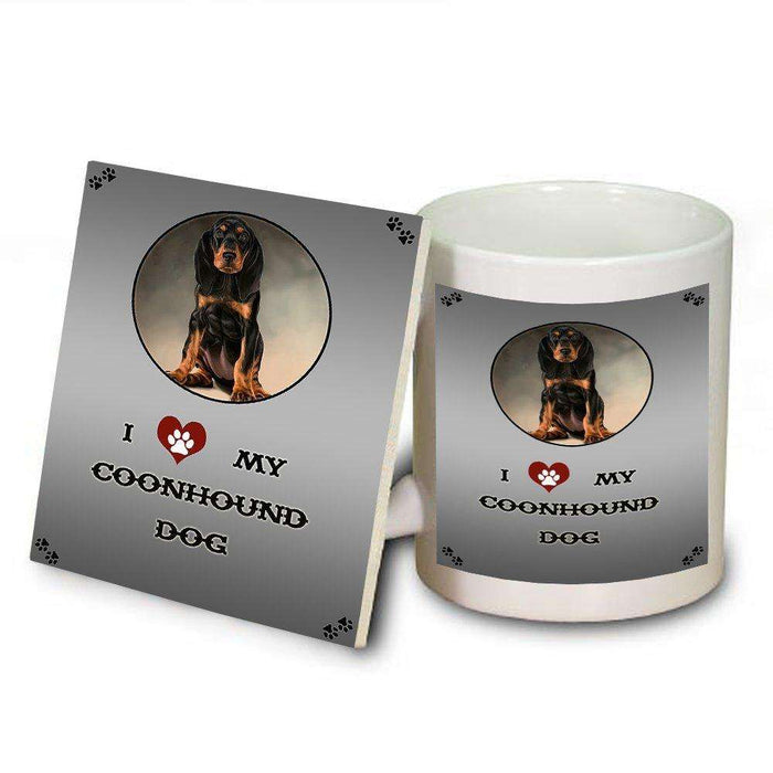 I Love My Coonhound Dog Mug and Coaster Set