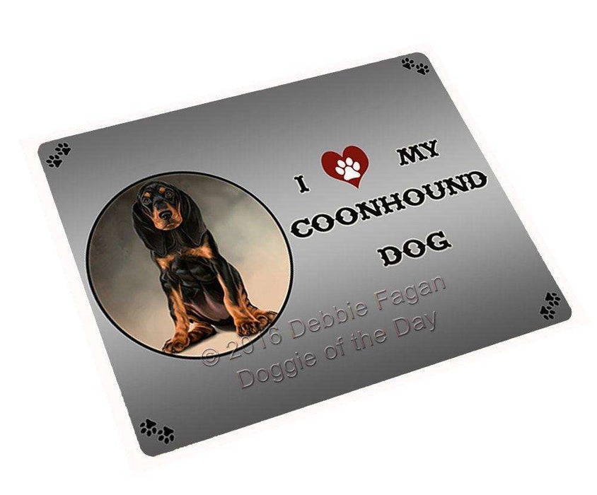 I Love My Coonhound Dog Tempered Cutting Board