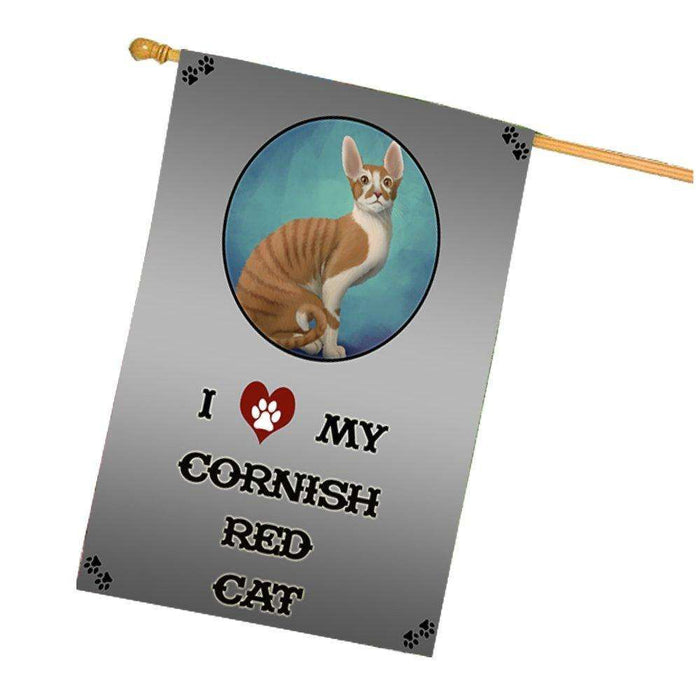 I Love My Cornish Red Cat House Flag
