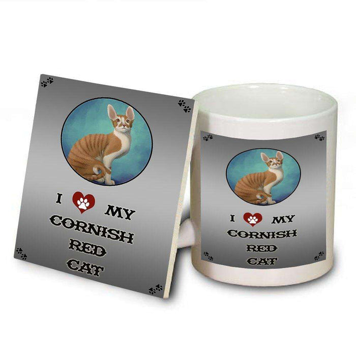 I Love My Cornish Red Cat Mug and Coaster Set