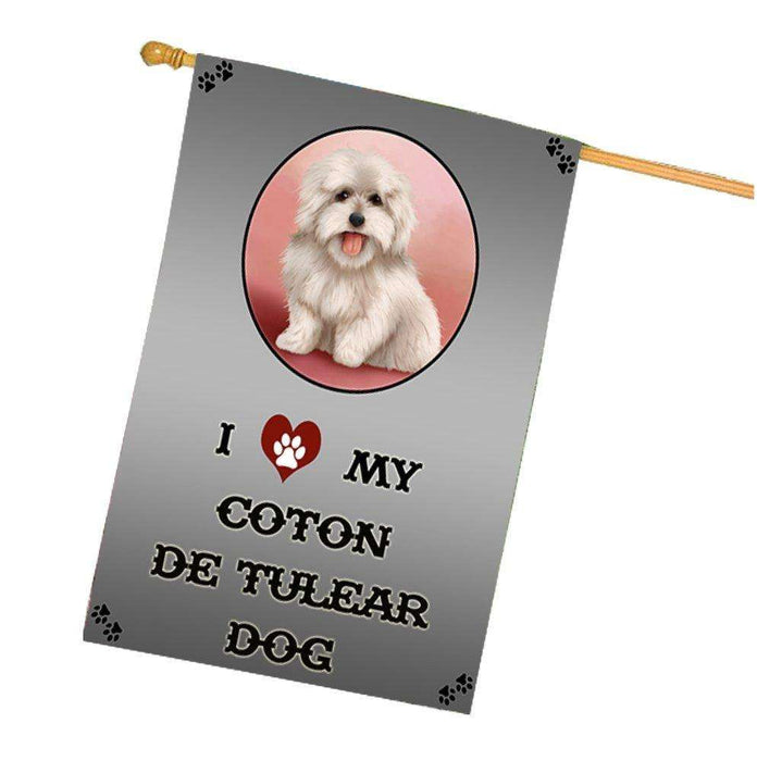 I Love My Coton De Tulear Dog House Flag