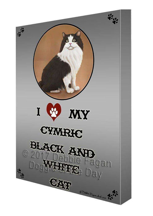 I Love My Cymric Black And White Canvas Wall Art D283