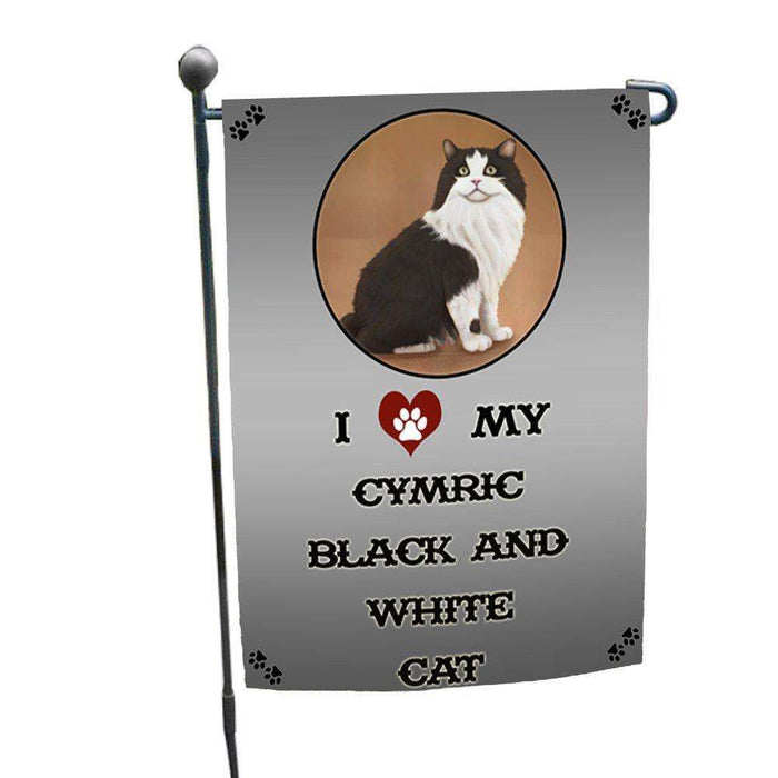 I Love My Cymric Black And White Garden Flag