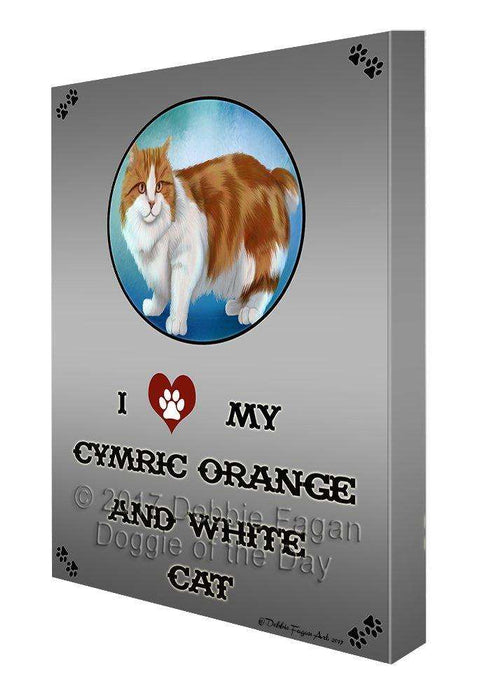 I Love My Cymric Orange And White Cat Canvas Wall Art D284