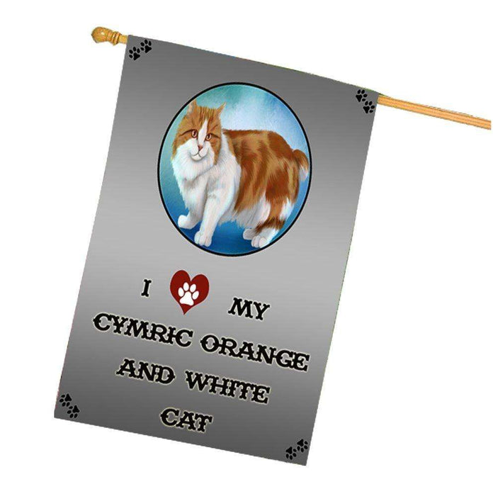 I Love My Cymric Orange And White Cat House Flag