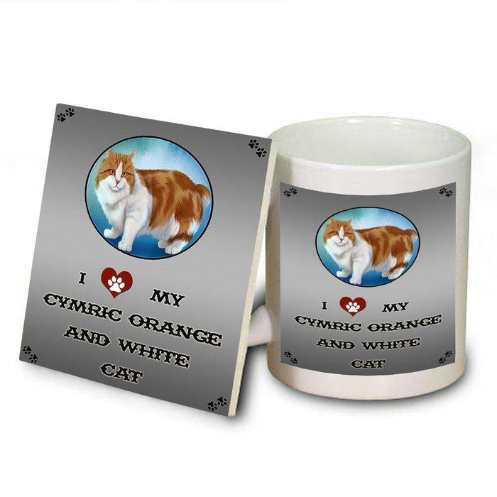 I Love My Cymric Orange And White Cat Mug and Coaster Set