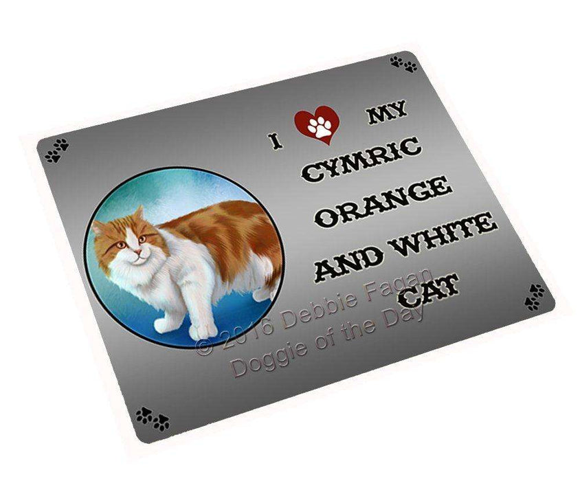 I Love My Cymric Orange And White Cat Tempered Cutting Board