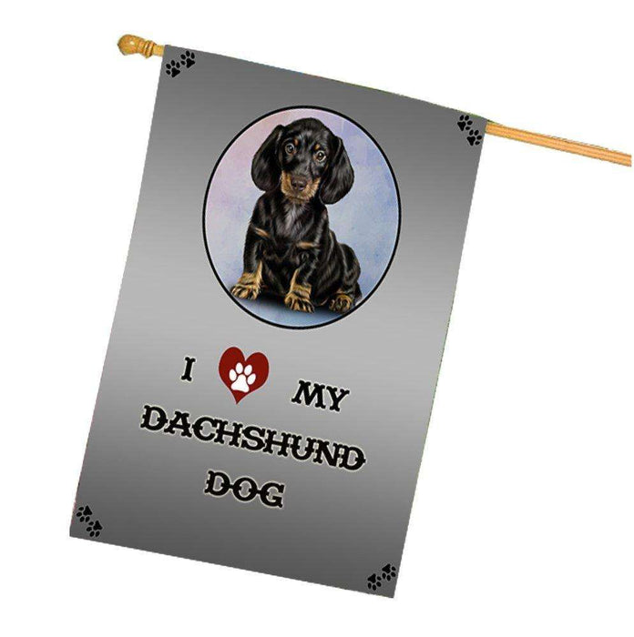 I Love My Dachshund Dog House Flag