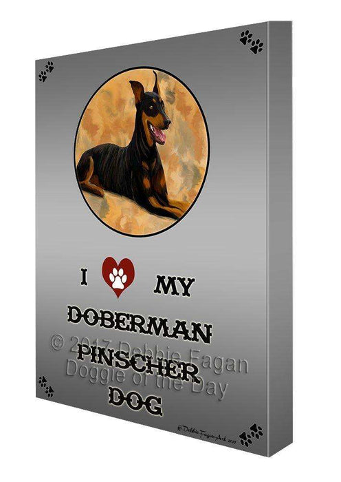 I Love My Doberman Pinscher Dog Canvas Wall Art D288