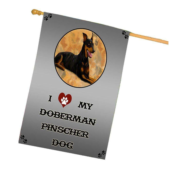 I Love My Doberman Pinscher Dog House Flag