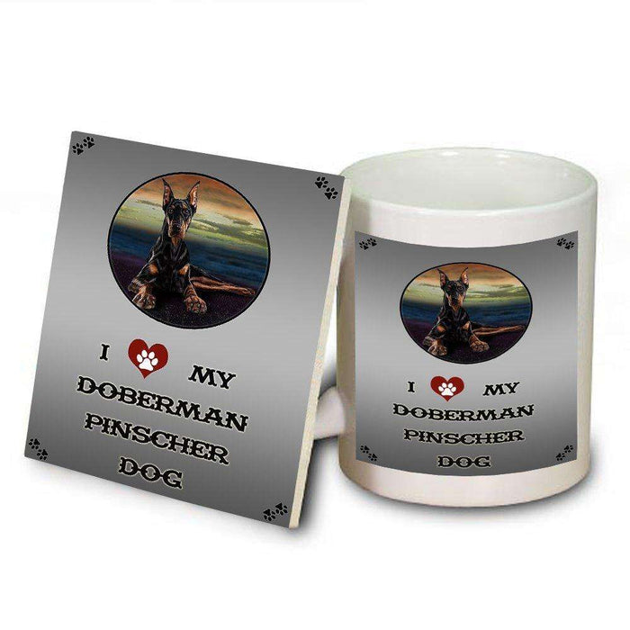 I Love My Doberman Pinscher Dog Mug and Coaster Set