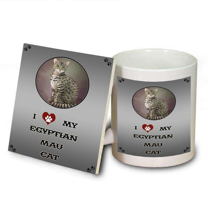 I Love My Egyptian Mau Cat Mug and Coaster Set