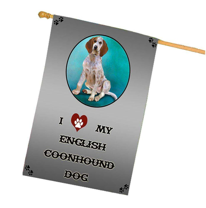 I Love My English Coonhound Dog House Flag
