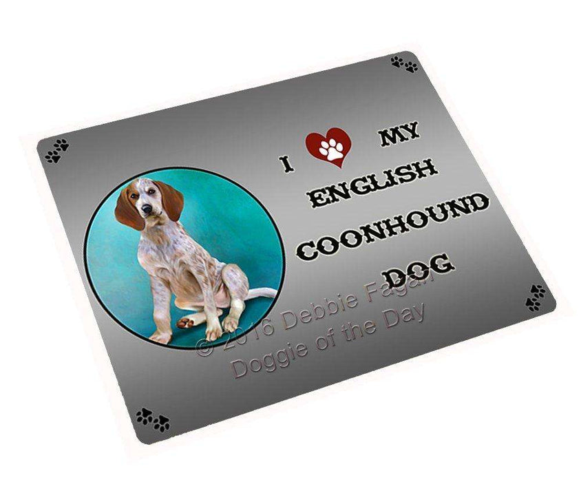 I Love My English Coonhound Dog Tempered Cutting Board