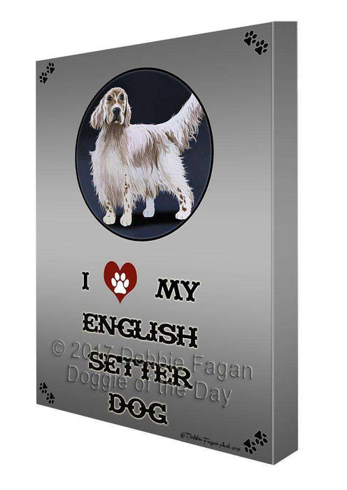 I Love My English Setter Dog Canvas Wall Art D293