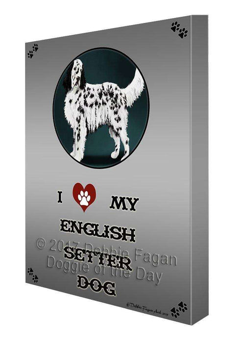 I Love My English Setter Dog Canvas Wall Art D294