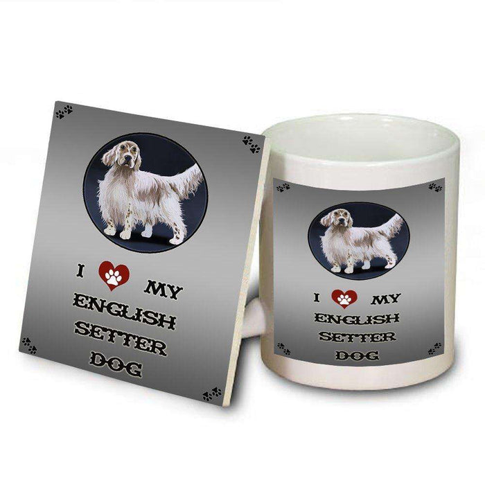 I Love My English Setter Dog Mug and Coaster Set