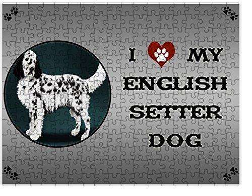 I Love My English Setter Dog Puzzle with Photo Tin