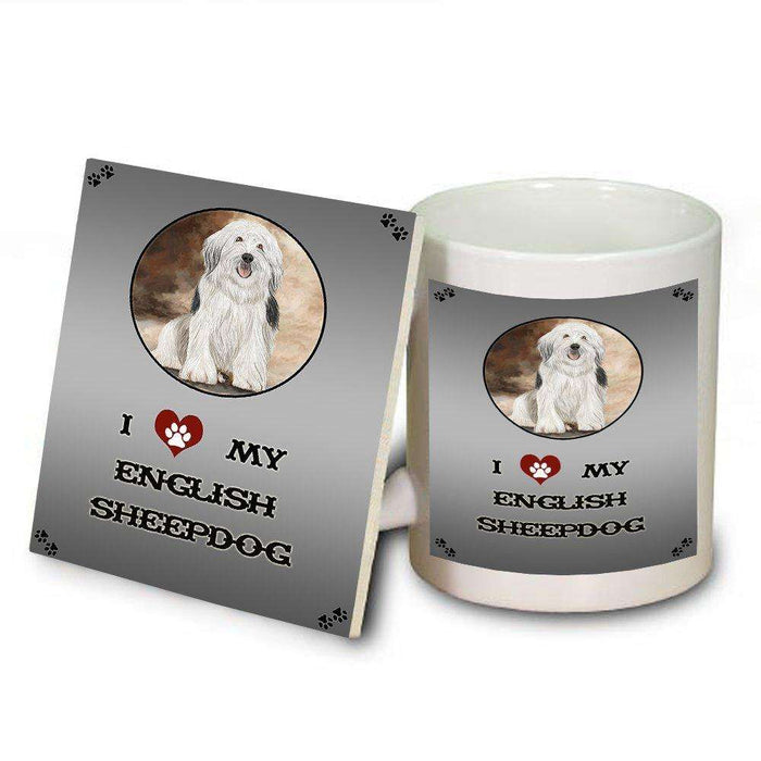 I Love My English Sheepdog Mug and Coaster Set