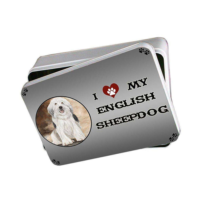 I Love My English Sheepdog Photo Storage Tin