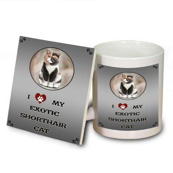 I Love My Exotic Shorthair Cat Mug and Coaster Set