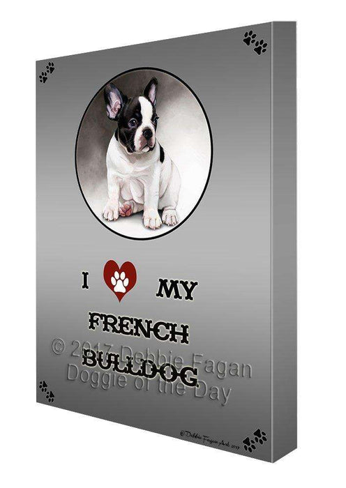 I Love My French Bulldog Canvas Wall Art D300