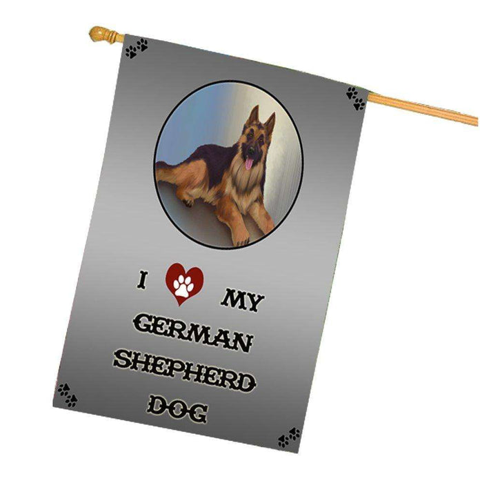 I Love My German Shepherd Adult Dog House Flag