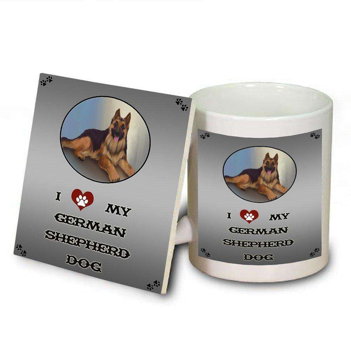 I Love My German Shepherd Adult Dog Mug and Coaster Set