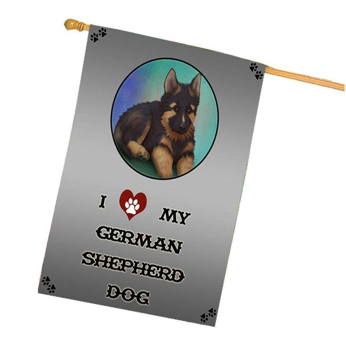 I Love My German Shepherd Dog House Flag
