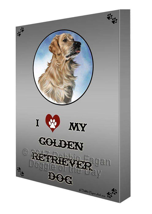 I Love My Golden Retriever Dog Canvas Wall Art D303