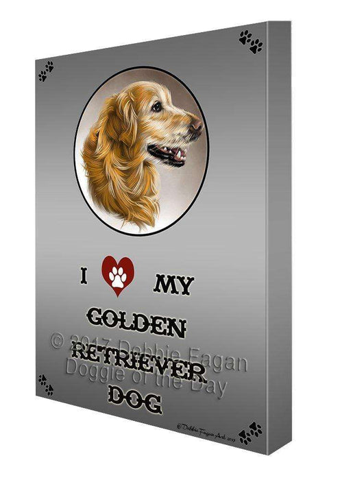 I Love My Golden Retriever Dog Canvas Wall Art D304