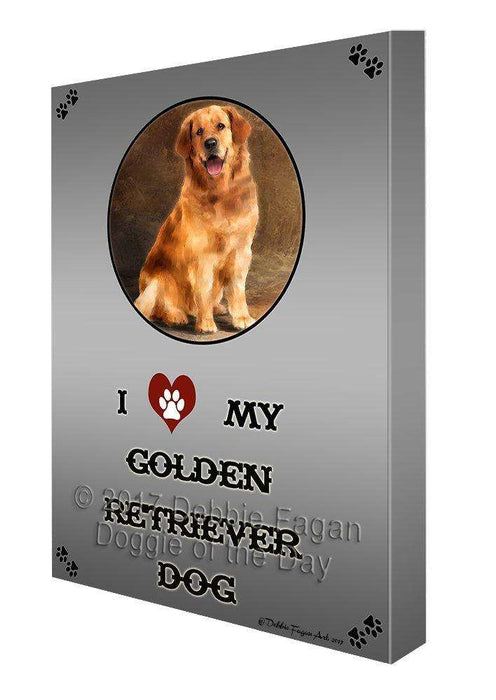 I Love My Golden Retriever Dog Canvas Wall Art D306