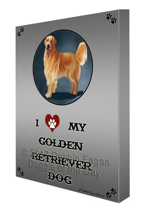 I Love My Golden Retriever Dog Canvas Wall Art D307
