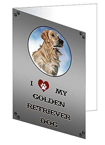 I love My Golden Retriever Dog Handmade Artwork Assorted Pets Greeting Cards and Note Cards with Envelopes for All Occasions and Holiday Seasons