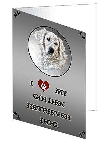 I love My Golden Retriever Dog Handmade Artwork Assorted Pets Greeting Cards and Note Cards with Envelopes for All Occasions and Holiday Seasons