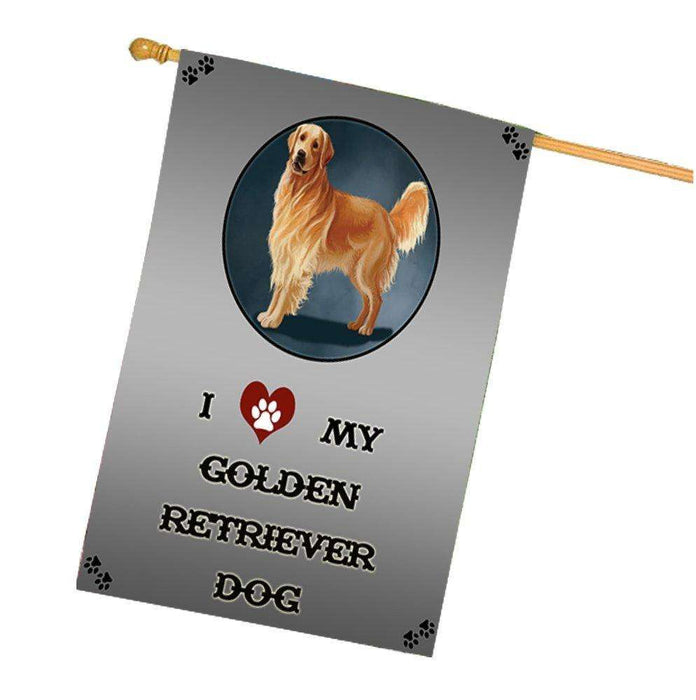 I Love My Golden Retriever Dog House Flag