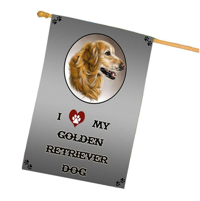 I Love My Golden Retriever Dog House Flag